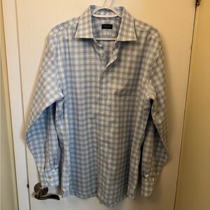 Proper Cloth Light Blue Plaid Men's Dress Shirt